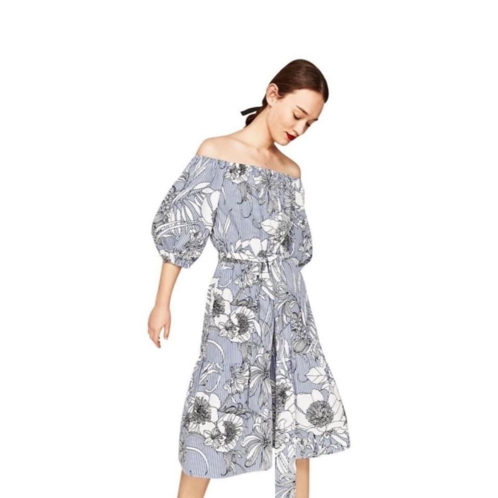 ZARA poplin midi dress